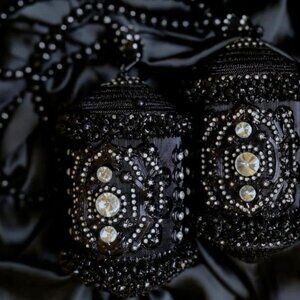 Black Beaded Rhinestone Clutch: Vintage Style Tassel Fringe Handbag